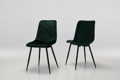 Furniture Outlet, Bari Forest Green Velvet Dining Chairs. (set of 2)