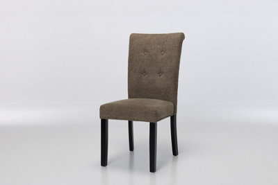 Furniture Outlet, Cabrini Brown Linen Dining Chairs with Black Legs. (Set of 2)