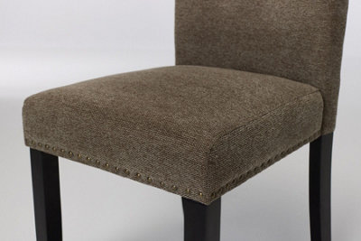Furniture Outlet, Cabrini Brown Linen Dining Chairs with Black Legs. (Set of 2)