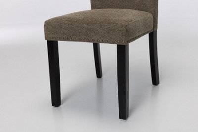 Furniture Outlet, Cabrini Brown Linen Dining Chairs with Black Legs. (Set of 2)