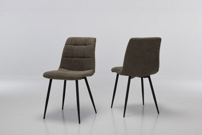 Furniture Outlet, Enza Brown Dining Chairs with Black Legs. (SET OF 2)