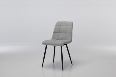 Furniture Outlet, Enza Silver Linen Dining Chair with Black Legs. ( Set of 2)