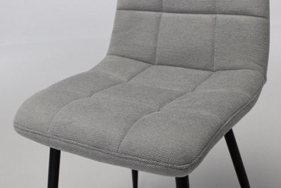 Furniture Outlet, Enza Silver Linen Dining Chair with Black Legs. ( Set of 2)