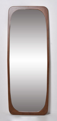 Furniture Outlet, Full Length Rounded Dark Wood Mirror.