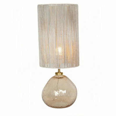 Furniture Outlet, Glass & Rope Table Lamp, Amber