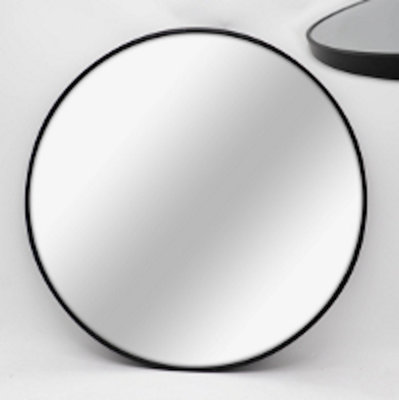 Furniture Outlet, Round Aluminium Mirror, Black.  (71x71cm)