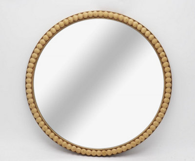 Furniture Outlet, Round Light Wood Mirror.