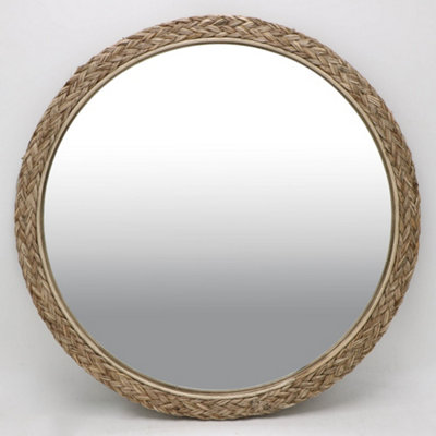 Furniture Outlet, Round Rattan Weave Mirror. (59x59cm)