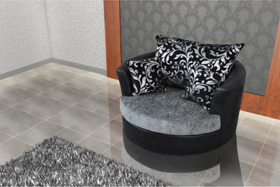 Furniture Stop - Angelina Swivel Chair Black Grey