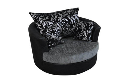 Furniture Stop - Angelina Swivel Chair Black Grey