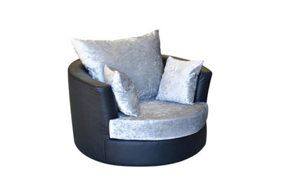 Furniture Stop - Angelina Swivel Chair Black Silver