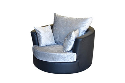Furniture Stop - Angelina Swivel Chair Black Silver