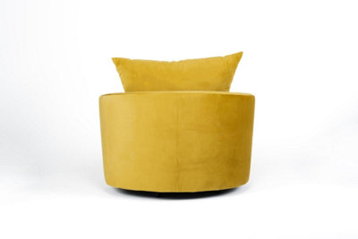 Furniture Stop - Augusto Swivel Chair Mustard Plush Velvet