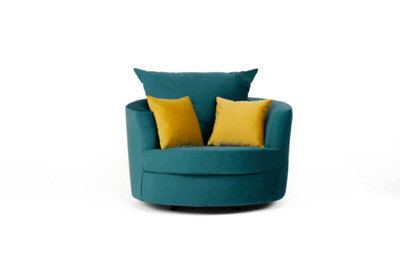 Furniture Stop - Augusto Swivel Chair Ocean Plush Velvet