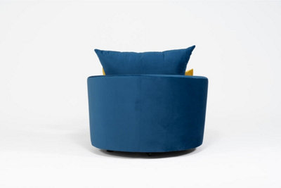 Furniture Stop - Augusto Swivel Chair Plush Velvet Marine