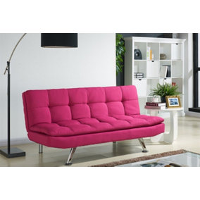 Furniture Stop - Calligaris 3 Seater Cube Design Sitting And Sleeping Fabric Sofa Bed in Pink