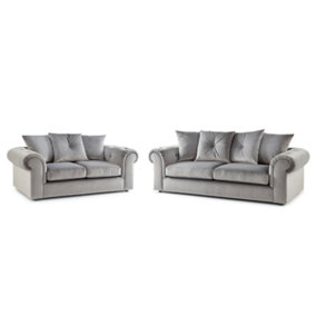 Furniture Stop - Cardone 3 + 2 Seater Plush Velvet Sofa Set