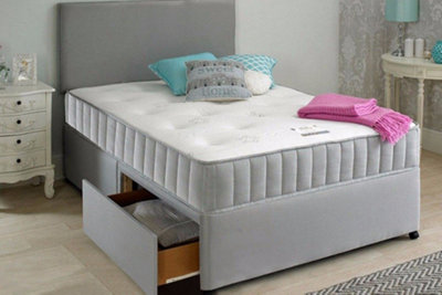 Furniture Stop - Divan Fabric Bed with Headboard 2ft6 Small Single- No Drawers