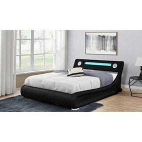 Furniture Stop - Dylan Galaxy PU LED Bed Speaker and Gas Lift-4ft6 Double