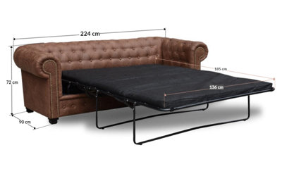 Furniture Stop - Hever™ Chesterfield Sofa Bed 3 Seater