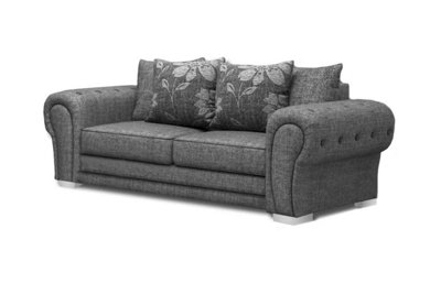 Furniture Stop 3 Seater Sofa in Grey Fabric DIY at B&Q