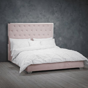 Furniture Stop - Morgan Pink Velvet Bed-4ft6 Double