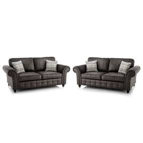 Furniture Stop - Oakland Faux Leather 3+2 Seater Sofa Set