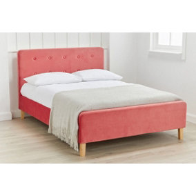Furniture Stop - Pierre Bed In Soft Velvet Fabric-4ft6 Double