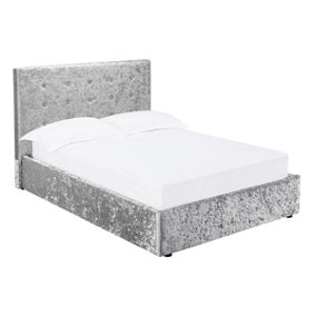 Furniture Stop - Rimini Bed With Crushed Velvet Fabric Upholstery-4ft6 Double