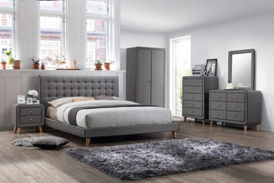 Furniture Stop - Sophia Grey Fabric Bed-4ft6 Double