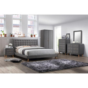 Furniture Stop - Sophia Grey Fabric Bed-4ft6 Double
