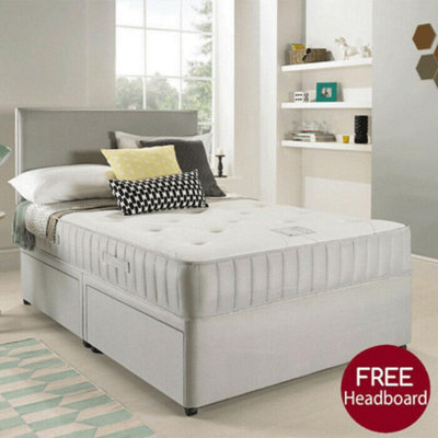 Furniture Stop Suede Divan Complete Bed Set with High Headboard 3ft