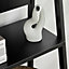 Furniturebox Addison Black Metal Ladder Shelf Unit With 5 Black Scratch Resistant Melamine Shelves & Max Weight of 30KG