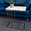 Furniturebox Alissa C Shaped Side Table in 100% Solid White Marble and Brass