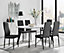 Furniturebox Andria Black Leg Marble Effect Dining Table and  6 Black Milan Black Leg Chairs