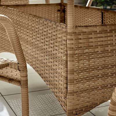 Furniturebox Antigua Rattan Garden Table and Chairs, 6 Seater Beige ...