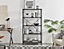 Furniturebox Ashton Black Metal Box Shelf Unit With 5 Scratch Resistant Black Melamine Coated Shelves Supporting 10KG Each