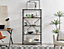 Furniturebox Ashton Black Metal Box Shelf Unit With 5 Scratch Resistant White Marble Effect Melamine Shelves Supporting 10KG Each