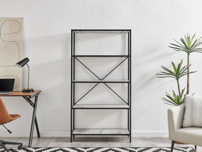 Furniturebox Ashton Black Metal Box Shelf Unit With 5 Scratch Resistant ...