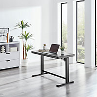 Furniturebox Atticus Black 73cm - 122cm Electonic Height Adjustable Office Desk with USB Ports and Anti-Collision
