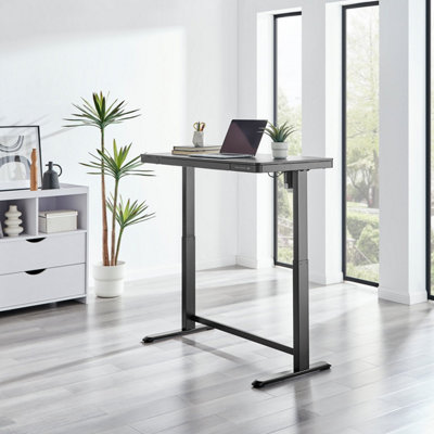 Furniturebox Atticus Black 73cm - 122cm Electonic Height Adjustable Office Desk with USB Ports and Anti-Collision