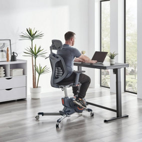 Furniturebox Atticus Black Effect Home Office Desk with Anneka Padded Bike Office Chair, Height Adjustable