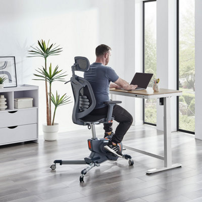 Furniturebox Atticus Oak Effect Home Office Desk with Anneka Padded Bike Office Chair, Height Adjustable