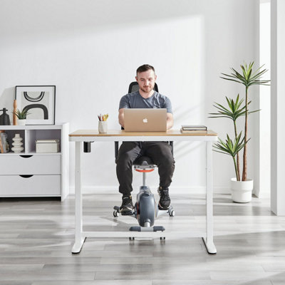 Furniturebox Atticus Oak Effect Home Office Desk with Anneka Padded Bike Office Chair, Height Adjustable