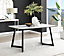 Furniturebox Carson 160cm Scratch Resistant Melamine White Marble Effect Rectangular 6 Seater Dining Table with Black Metal Legs