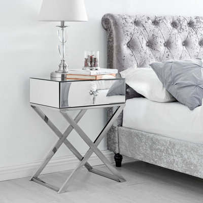 Small mirrored bedside deals table