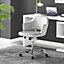 Furniturebox Cici Light Grey Soft Touch Velvet Vanity Tub Computer Desk Office Gaming Wheeled Height Adjustable Swivel Chair