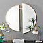 Furniturebox Crescent Art Deco Gold Metal Framed 80cm Round Hallway Bedroom Dining And Living Room Wall Mirror