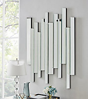 Furniturebox Crystalline Large 150cm x 120cm Silver Mirrored Frame 3D Contemporary Modern Hallway Bedroom Living Room Wall Mirror