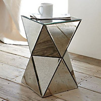 Furniturebox Diamond Contemporary Mirrored Bedside/Side Table